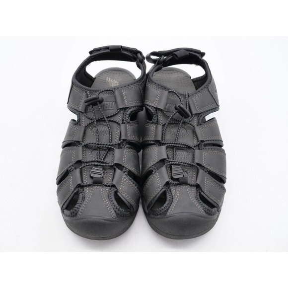 Khombu Harry Mens 8 Sandals Black Faux Leather Fisherman Drawstring Shoes - Picture 6 of 10